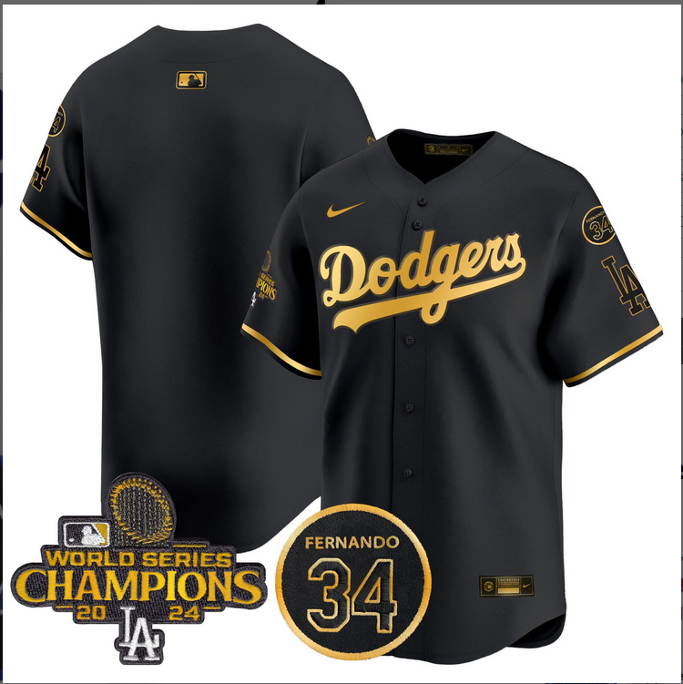 Men MLB Los Angeles Dodgers  blank black 2024 World Series Champions Patch Limited Jersey